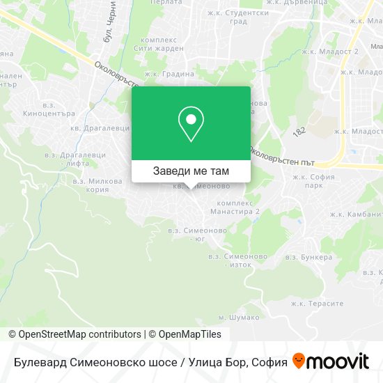 Булевард Симеоновско шосе / Улица Бор карта
