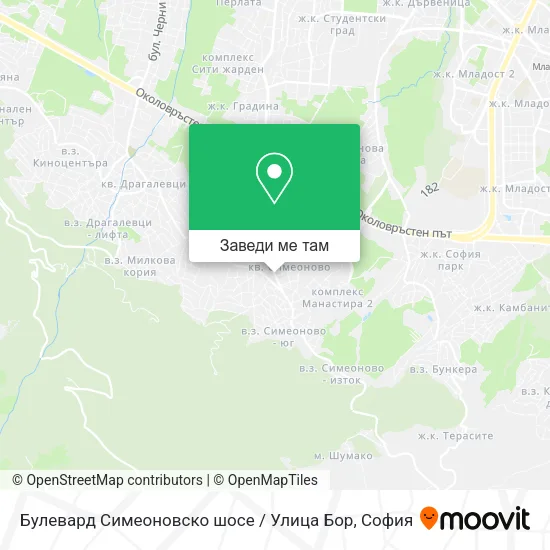 Булевард Симеоновско шосе / Улица Бор карта