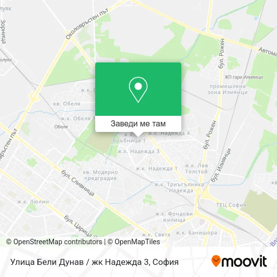 Улица Бели Дунав / жк Надежда 3 карта