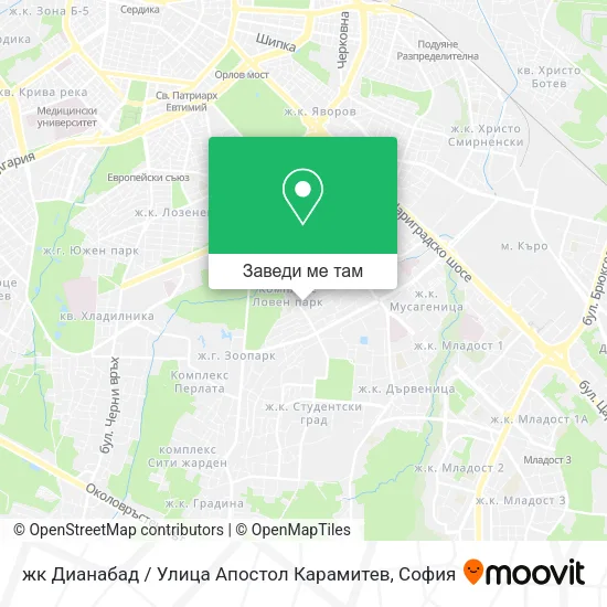 жк Дианабад / Улица Апостол Карамитев карта