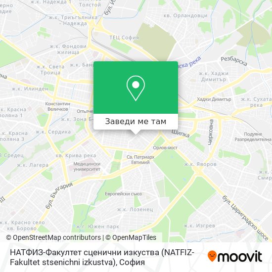 НАТФИЗ-Факултет сценични изкуства (NATFIZ-Fakultet stsenichni izkustva) карта
