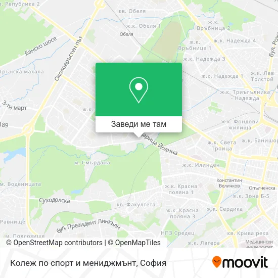 Колеж по спорт и мениджмънт карта