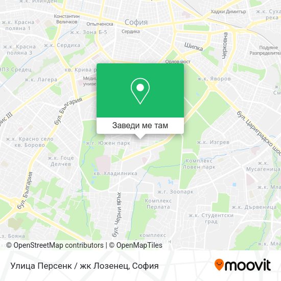 Улица Персенк / жк Лозенец карта