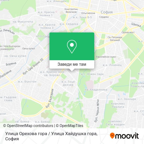 Улица Орехова гора / Улица Хайдушка гора карта