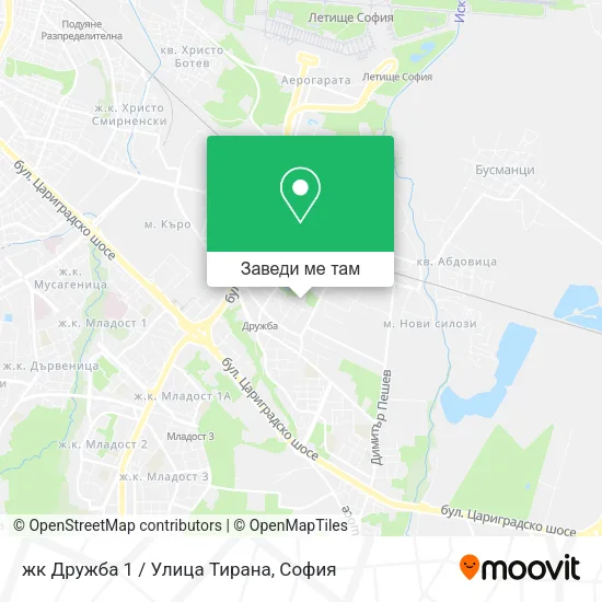жк Дружба 1 / Улица Тирана карта