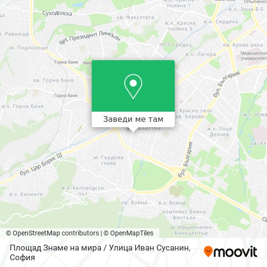 Площад Знаме на мира / Улица Иван Сусанин карта