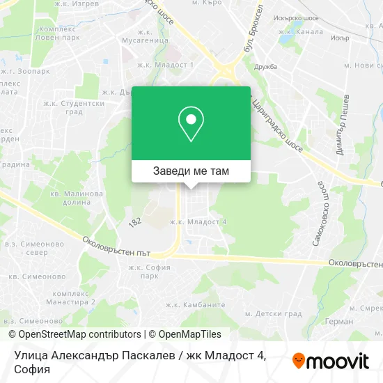 Улица Александър Паскалев / жк Младост 4 карта