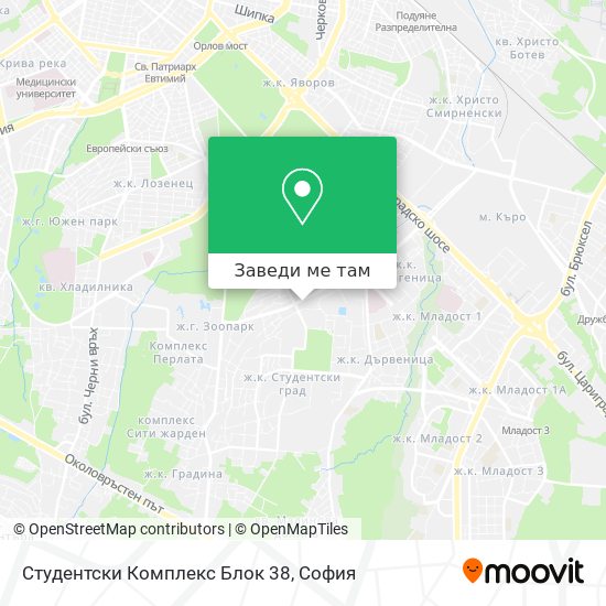 Студентски Комплекс Блок 38 карта