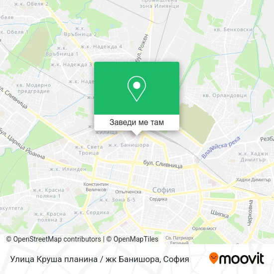 Улица Круша планина / жк Банишора карта