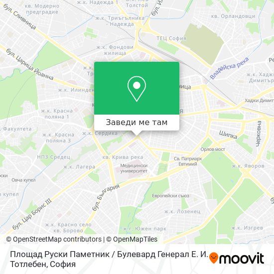Площад Руски Паметник / Булевард Генерал Е. И. Тотлебен карта