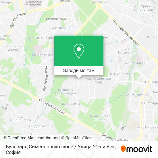 Булевард Симеоновско шосе / Улица 21-ви Век карта