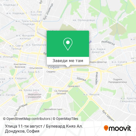 Улица 11-ти август / Булевард Княз Ал. Дондуков карта