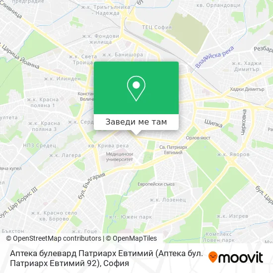 Аптека булевард Патриарх Евтимий (Аптека бул. Патриарх Евтимий 92) карта