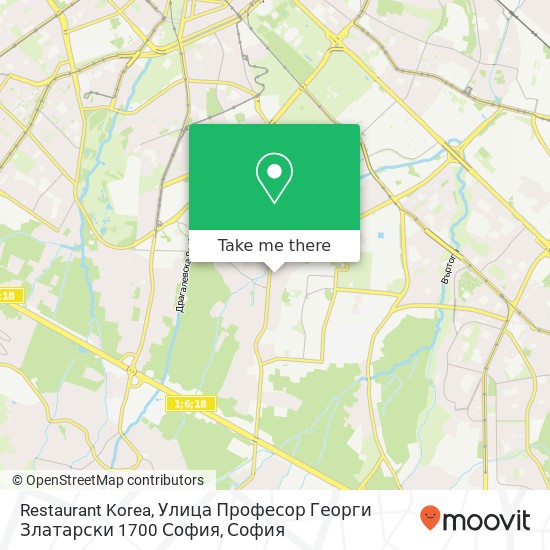 Restaurant Korea, Улица Професор Георги Златарски 1700 София карта