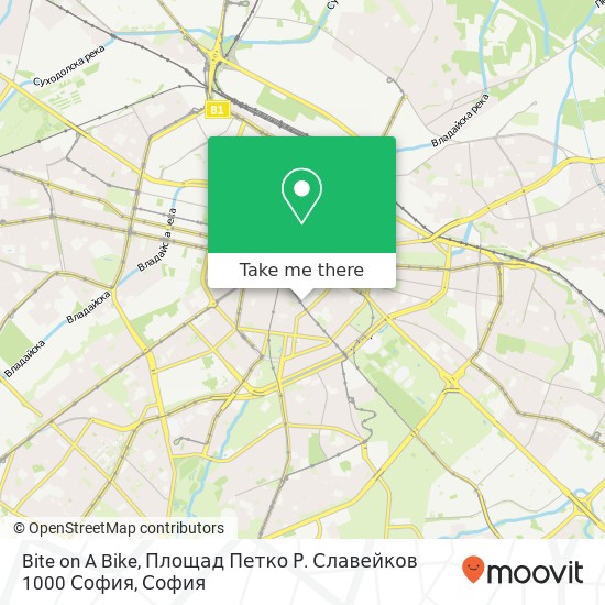 Bite on A Bike, Площад Петко Р. Славейков 1000 София карта