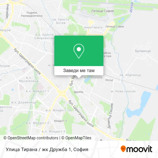 Улица Тирана / жк Дружба 1 карта
