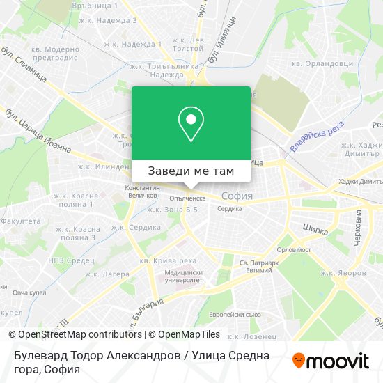 Булевард Тодор Александров / Улица Средна гора карта