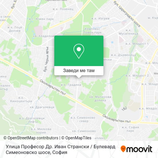 Улица Професор Др. Иван Странски / Булевард Симеоновско шосе карта