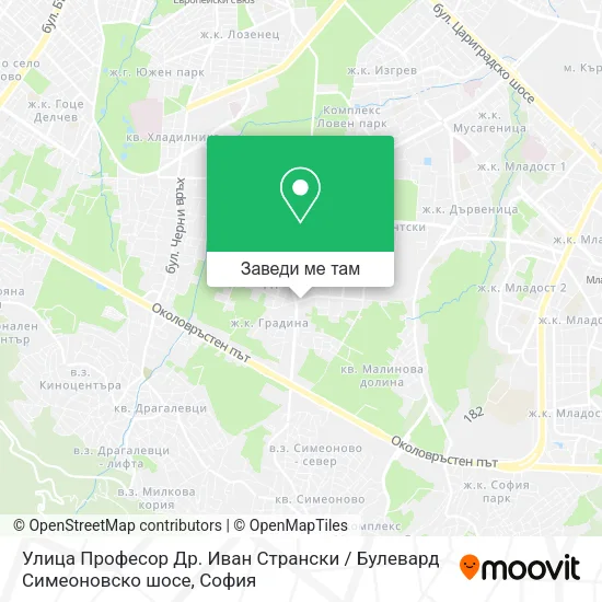 Улица Професор Др. Иван Странски / Булевард Симеоновско шосе карта