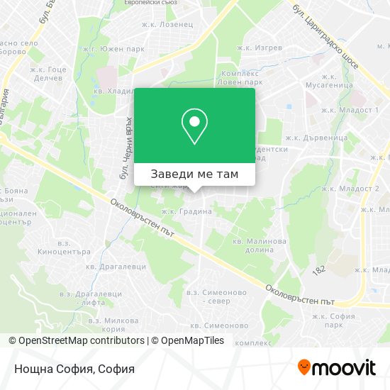 Нощна София карта