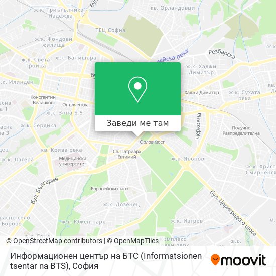 Информационен център на БТС (Informatsionen tsentar na BTS) карта