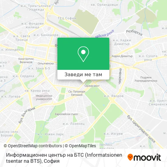 Информационен център на БТС (Informatsionen tsentar na BTS) карта