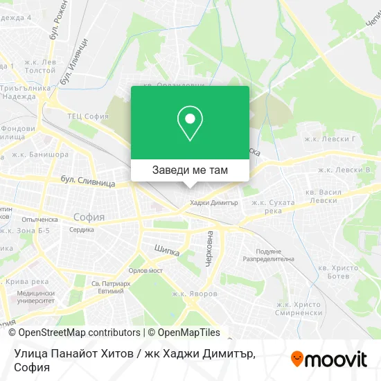 Улица Панайот Хитов / жк Хаджи Димитър карта