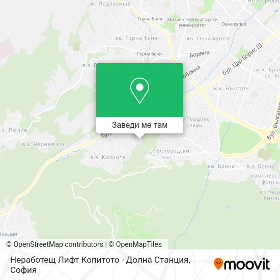 Неработещ Лифт Копитото - Долна Станция карта