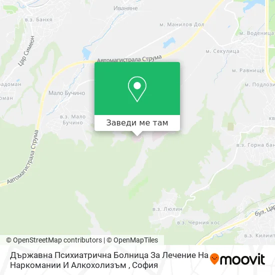 Държавна Психиатрична Болница За Лечение На Наркомании И Алкохолизъм карта