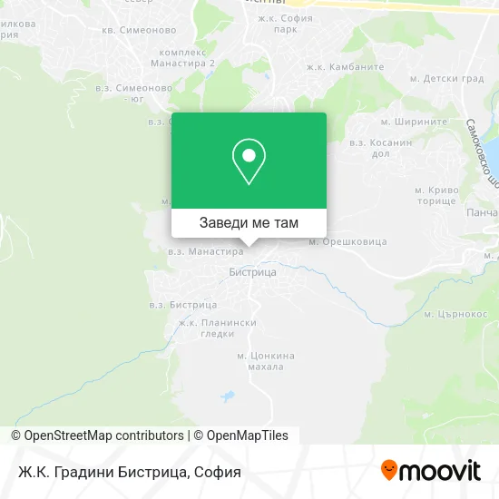 Ж.К. Градини Бистрица карта