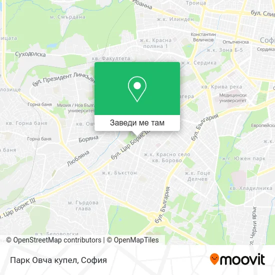 Парк Овча купел карта