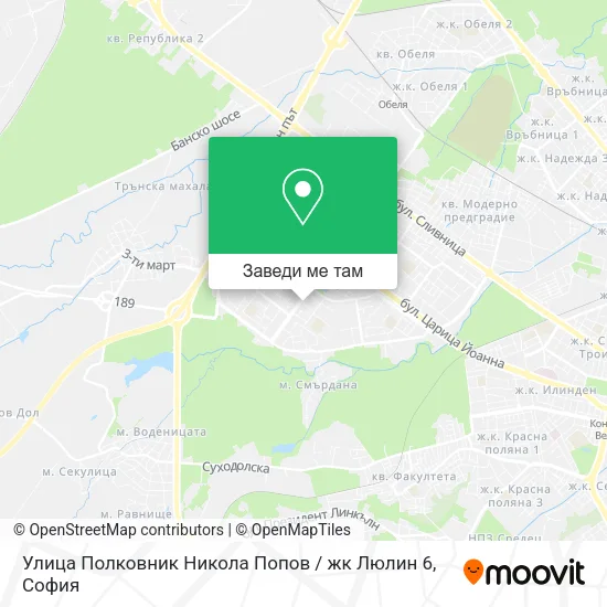Улица Полковник Никола Попов / жк Люлин 6 карта