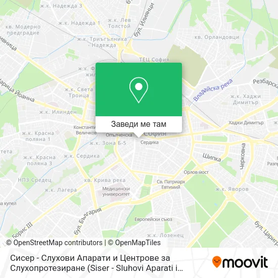 Сисер - Слухови Апарати и Центрове за Слухопротезиране карта
