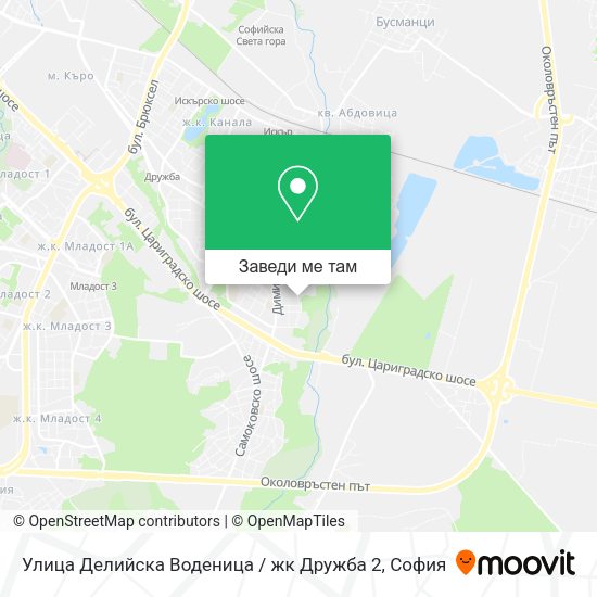 Улица Делийска Воденица / жк Дружба 2 карта