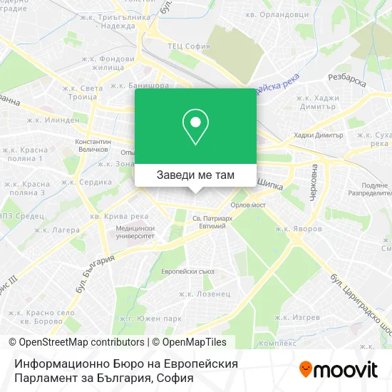Информационно Бюро на Европейския Парламент за България карта