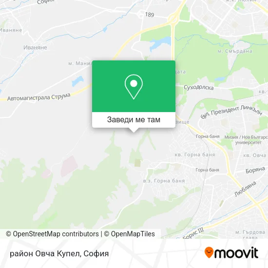 район Овча Купел карта