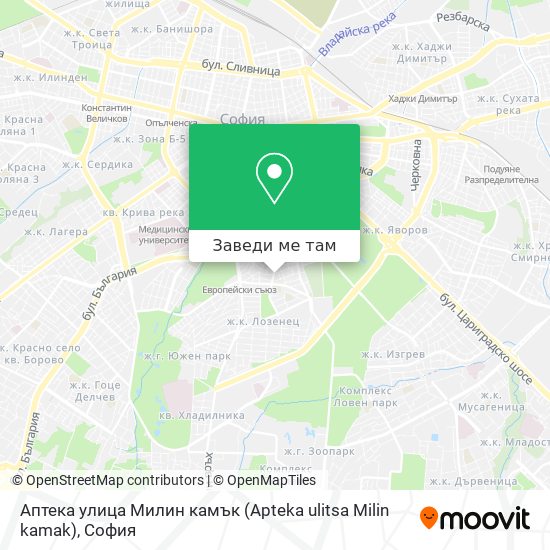 Аптека улица Милин камък (Apteka ulitsa Milin kamak) карта