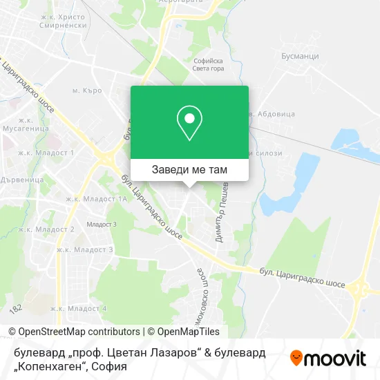 булевард „проф. Цветан Лазаров“ & булевард „Копенхаген“ карта