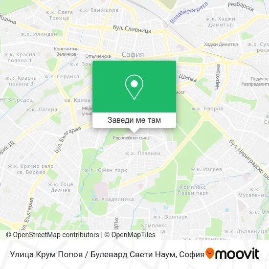 Улица Крум Попов / Булевард Свети Наум карта