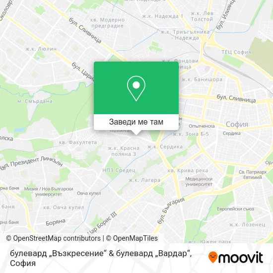 булевард „Възкресение“ & булевард „Вардар“ карта