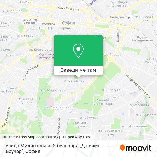 улица Милин камък & булевард „Джеймс Баучер“ карта