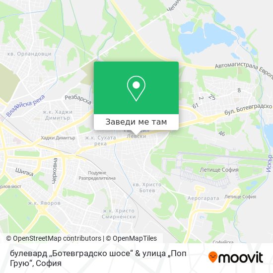булевард ,,Ботевградско шосе“ & улица „Поп Грую“ карта