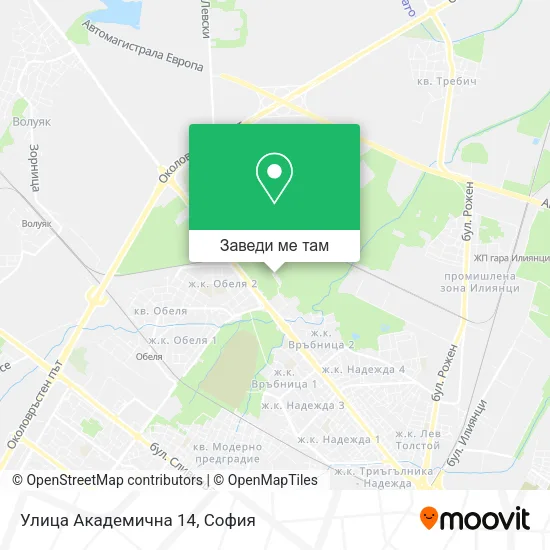 Улица Академична 14 карта