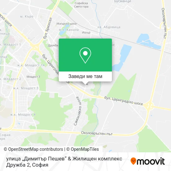 улица „Димитър Пешев“ & Жилищен комплекс Дружба 2 карта