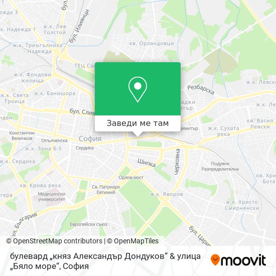 булевард „княз Александър Дондуков“ & улица „Бяло море“ карта