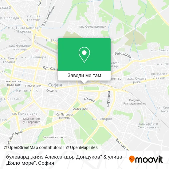 булевард „княз Александър Дондуков“ & улица „Бяло море“ карта