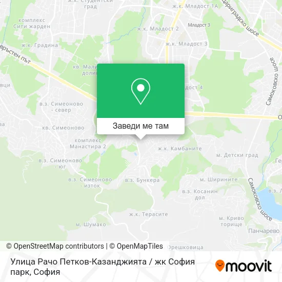 Улица Рачо Петков-Казанджията / жк София парк карта