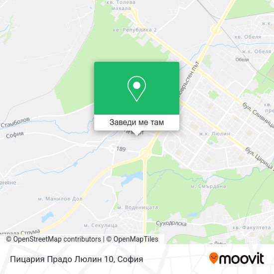 Пицария Прадо Люлин 10 карта