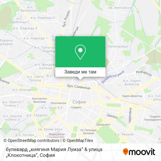 булевард „княгиня Мария Луиза“ & улица „Клокотница“ карта