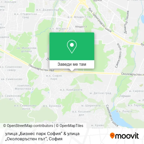 улица „Бизнес парк София“ & улица „Околовръстен път“ карта